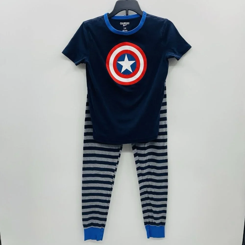 OshKosh B'Gosh Youth Boys Size 14 2-Piece Captain America Snug Fit‎ Cotton PJs